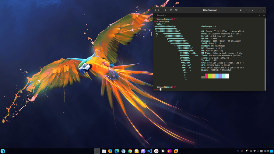 Mi escritorio en Parrot Security OS