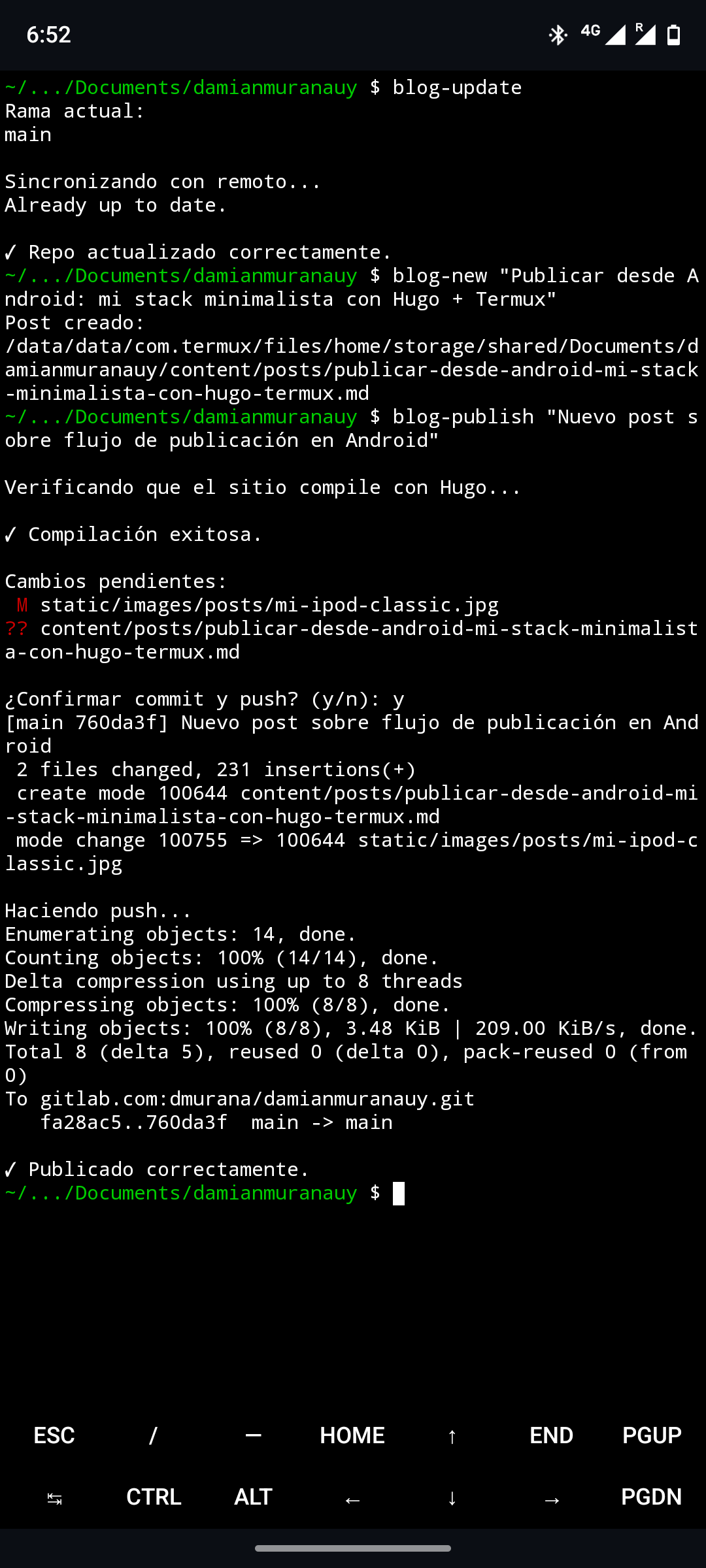 Publicar en Hugo desde Termux