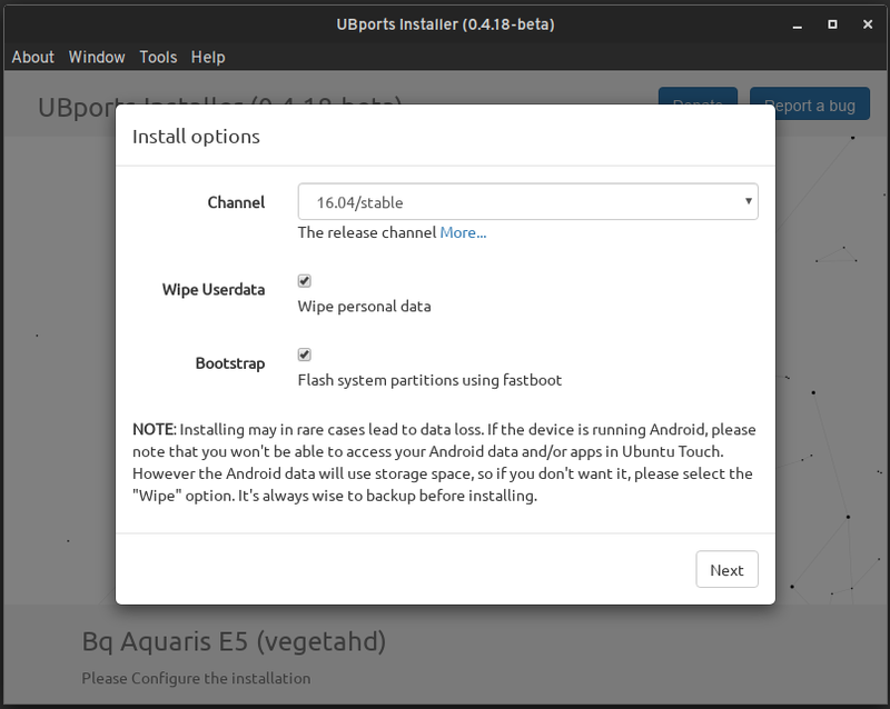 Instalación de UBports